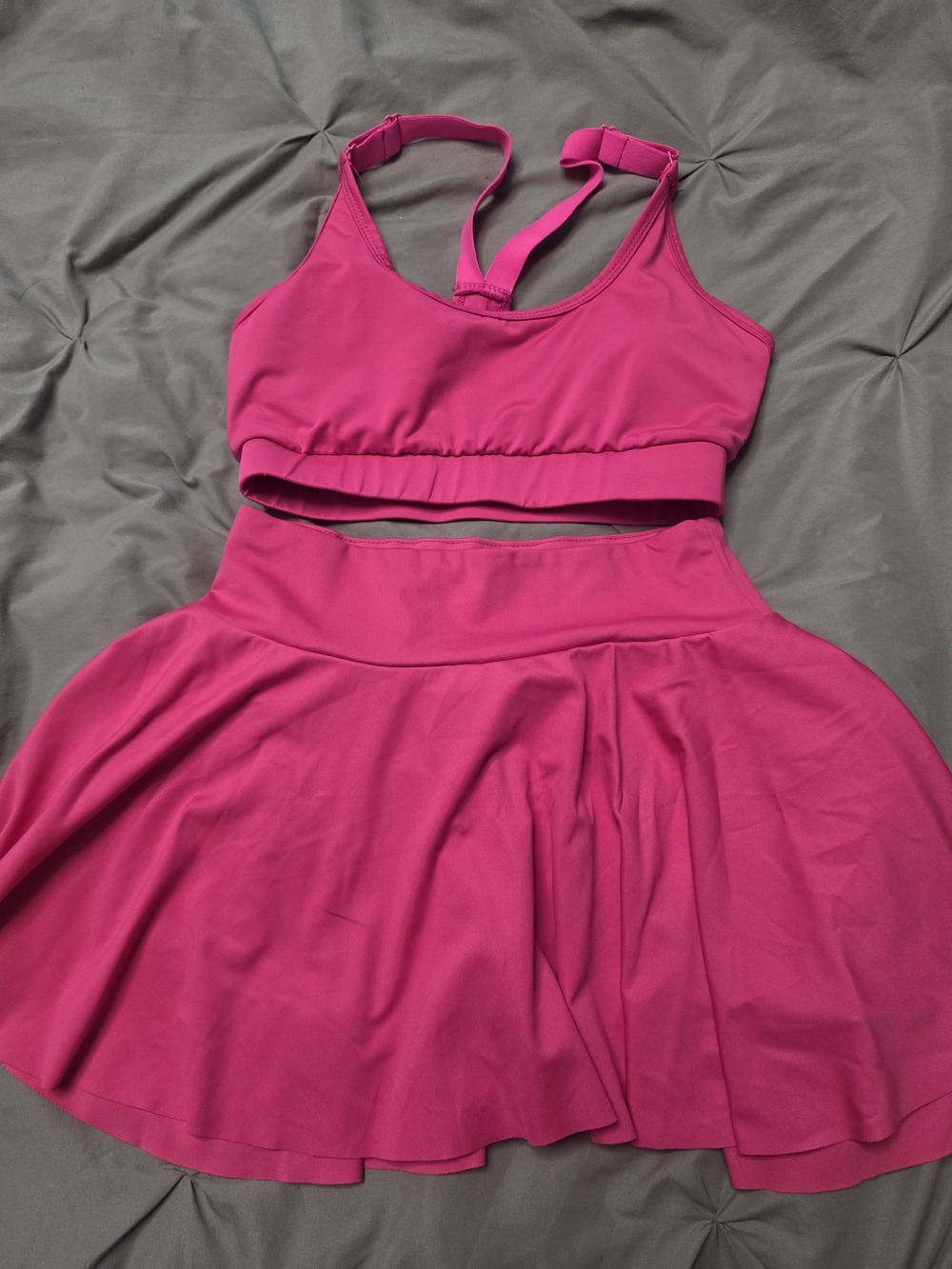 Girls Fuchsia Active Skater Dress - Racerback Top and Skirt